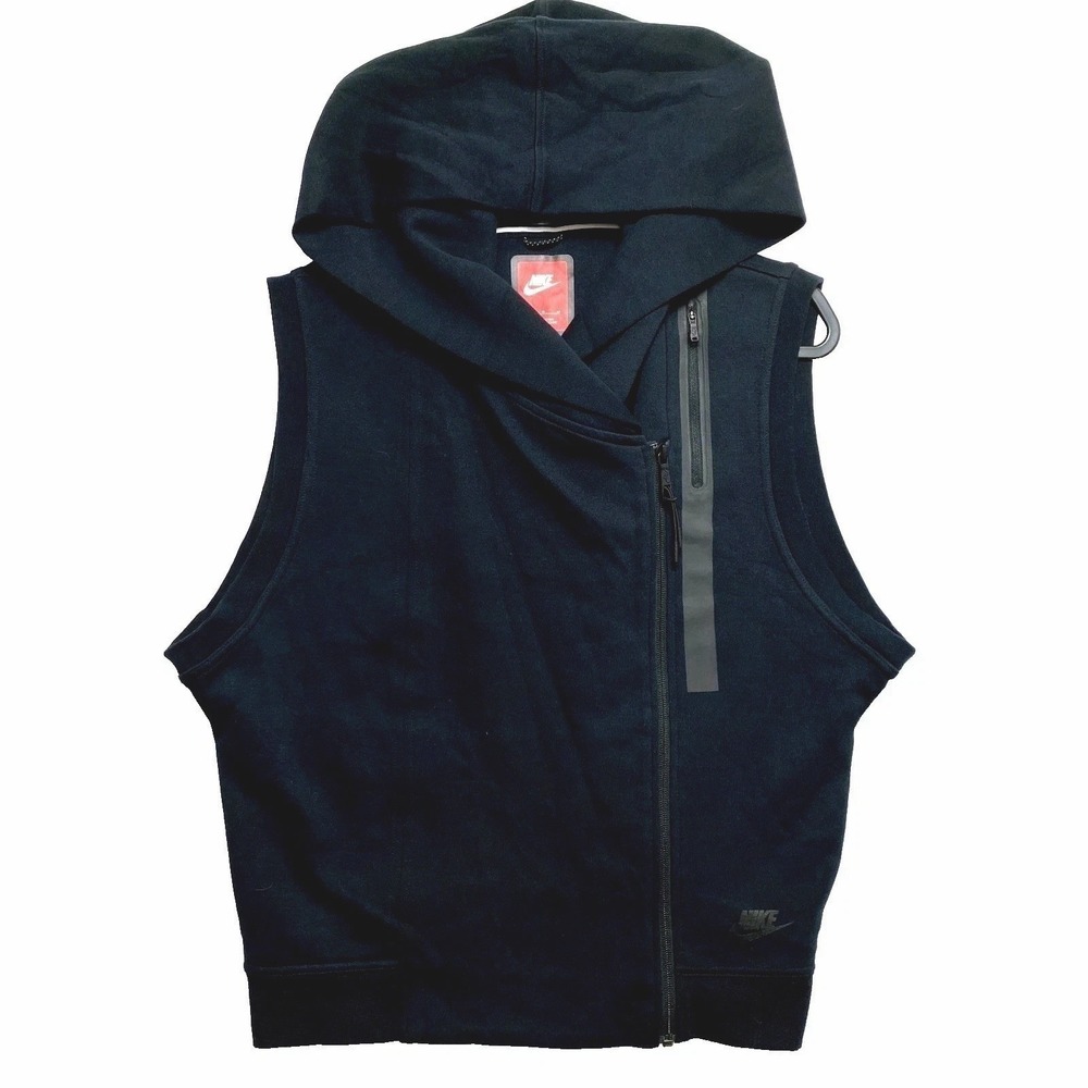 Nike Fleece Jacket Womens Medium Black Best Summit Asymmetrical Zip Heather